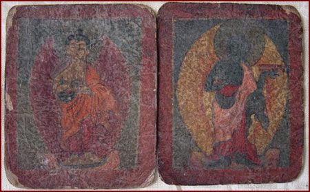 PAINTED BUDDHA TSAKLIS SMALL TANKHAS TIBET  