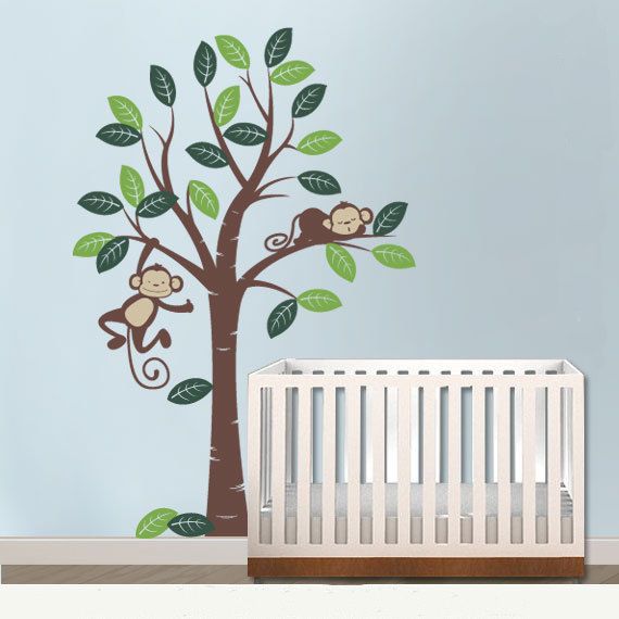 Wall Paper&Art viny Sticker tree Monkey KT8 (fit baby room)  