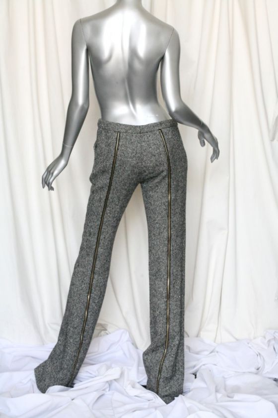 ALEXANDER MCQUEEN Birdseye Tweed Zipper Pant Trouser 40  