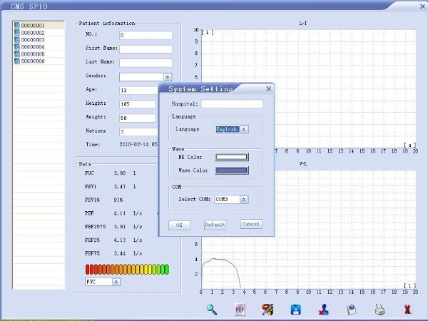 Digital Spirometer PEF FEFV1 FEF lung volume device gm  