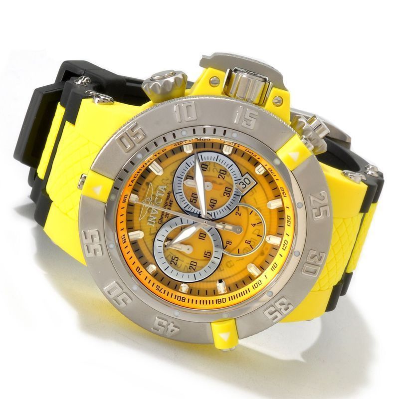 Invicta Mens Anatomic Subaqua Noma III Swiss Chronograph Yellow Sport 