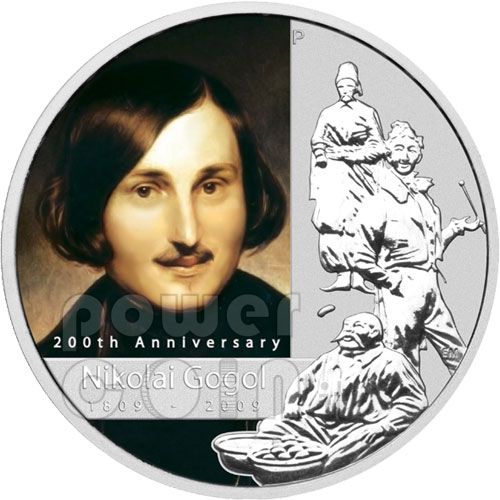 SILVER COIN 200 ANNIVERSARY NIKOLAI GOGOL TUVALU 2009  