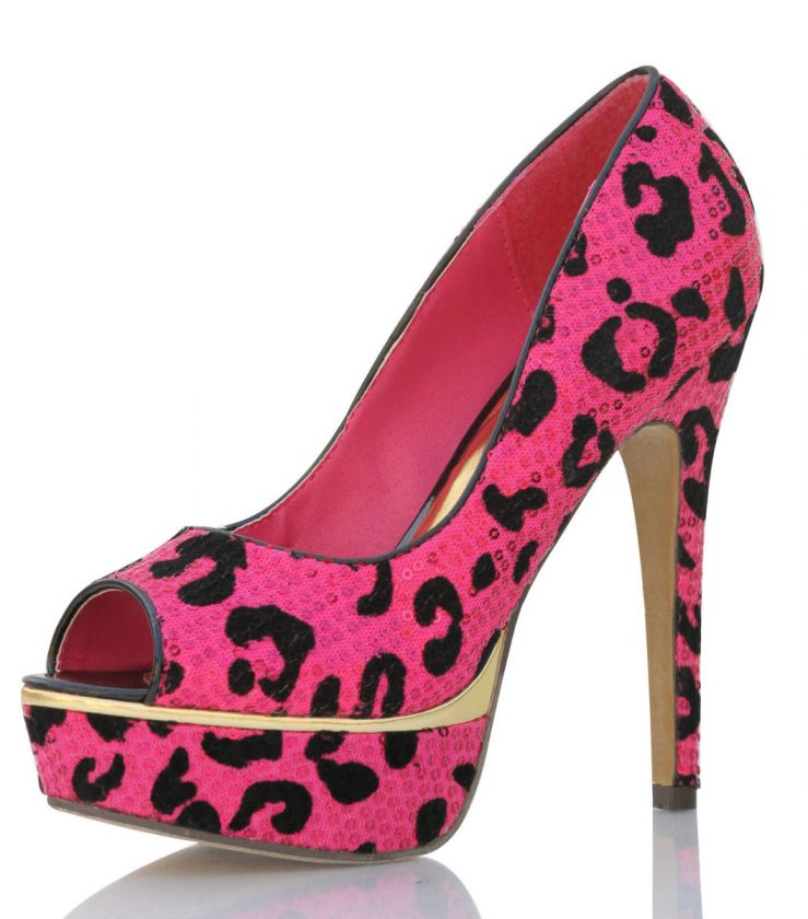 PInk Sequin Platform Pumps HIgh Heels Anglet 4  