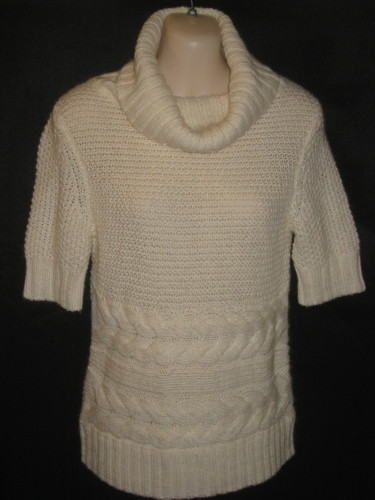 Ann Taylor Loft Cream Tunic Alpaca Short Sleeve Top Tunic Sweater S 