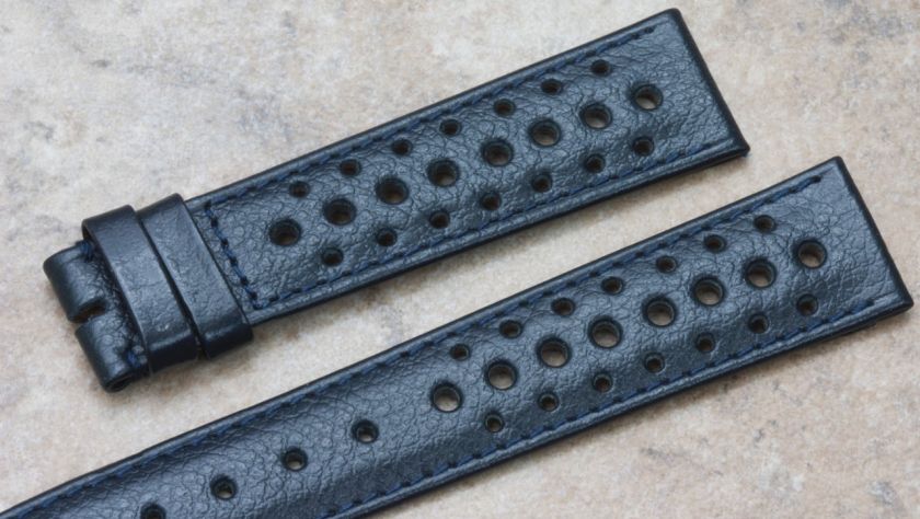 Blue 18mm calf grain finish 1960s/70s racing strap  