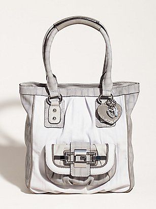 NWT GUESS Applause Tote Carryall Handbag Tote Stone White Multi color 
