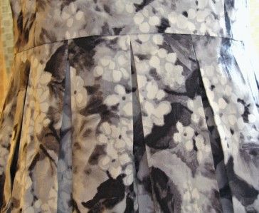 TALBOTS Stretch $169 Floral COTTON DRESS GRAY / WHITE SLEEVELESS 