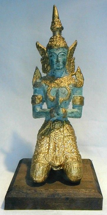 THAI STATUE ARHAT BODDHISATTVA BUDDHA BRONZE SUPPLICANT  