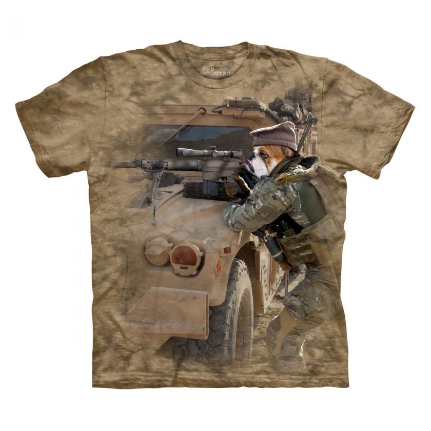   SNIPER SAM SIZE MEDIUM BULLDOG MILITARY ARMY SOLDIER DOG T SHIRT