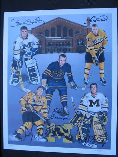 MICHIGAN HOCKEY AUTOGRAPHED LE LITHO 5 AUTOS TURCO  