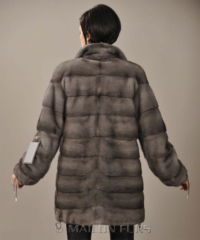 Blue Iris mink fur jacket coat   pelts across  New design   MAILON 