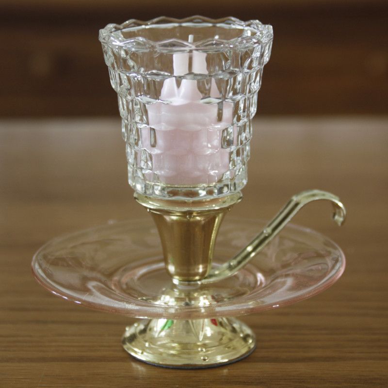 Hazel Atlas Cloverleaf Pink CUSTOM CANDLE HOLDER  