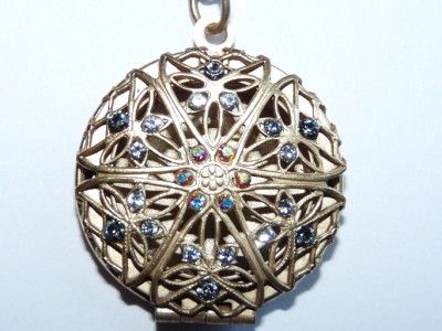 Catherine Popesco Gold Aurora Borealis Filigree Locket  