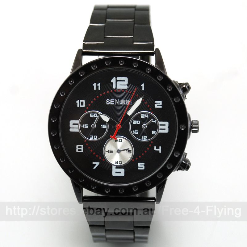 Black Men Dress Shrit Suit Sport S/Steel Analog Watch  