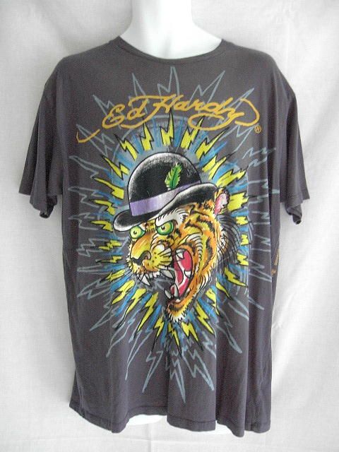 Christian Audigier ED HARDY Mens Topcat T Shirt L  