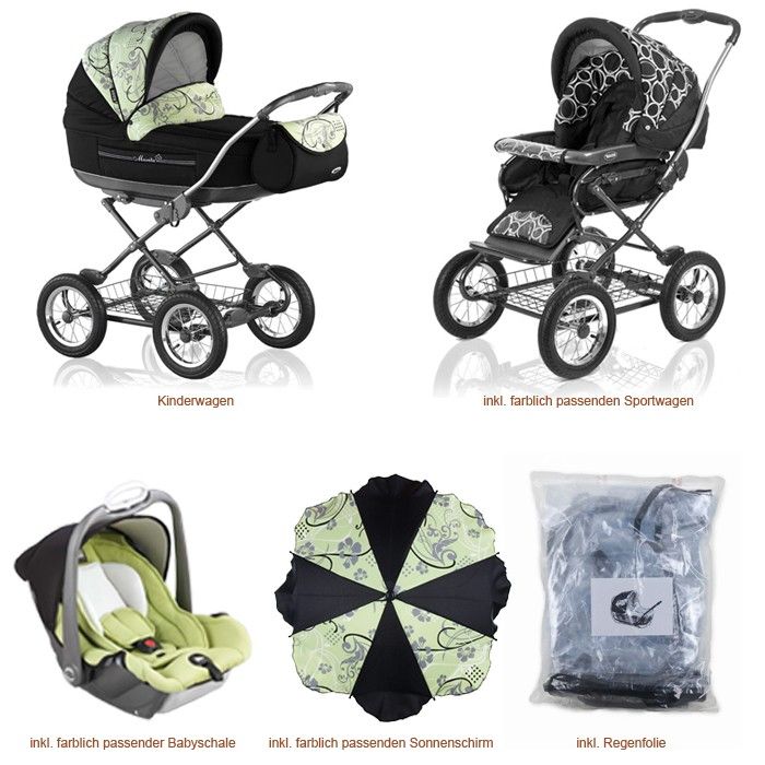 KINDERWAGEN + BABYSCHALE MARITA IN 52 FARBEN  