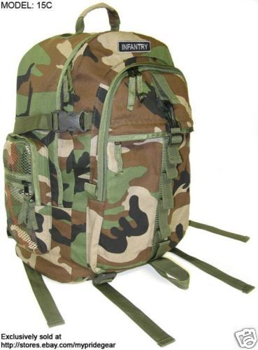 INFANTRY Backpack Bag Military Rucksack w/Patch 15C  