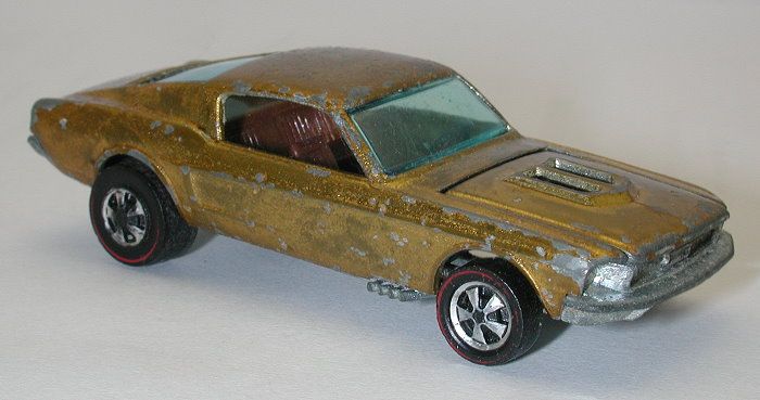 Redline Hotwheels Gold 1968 Custom Mustang OHS Open Hood Scoop  