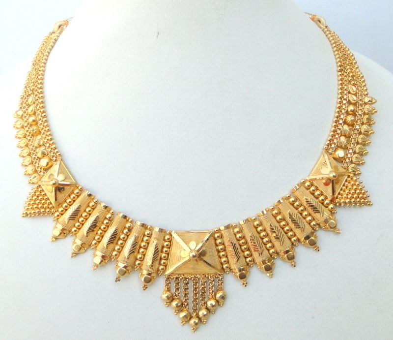   ETHNIC TRIBAL SOLID 22 CARAT GOLD NECKLACE TAMIL NADU SOUTH IND  