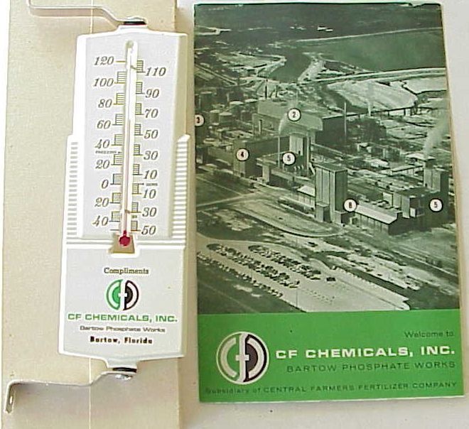 Vintage CF Farm Chemicals Thermometer Bartow Fl  