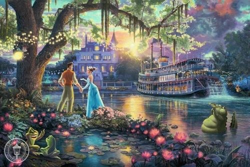 PRINCESS AND THE FROG Thomas Kinkade Postcard ART Disney 8 x 5 LARGE 