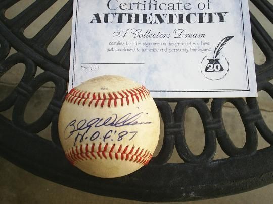 SIGNED CHICAGO CUBS HOF BILLY WILLIAMS SWEETSPOT USED ML BASEBALL COA 