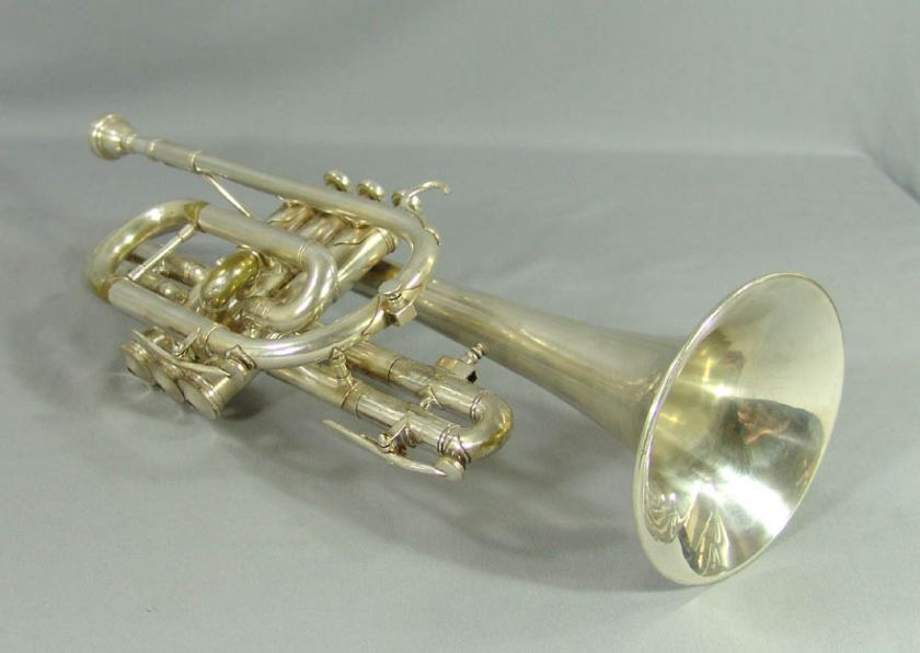 OLD BESSON STRATFORD ENGLAND SILVER TRUMPET HORN CORNET  