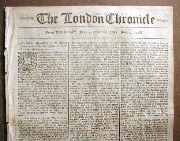 Original 1779 American Revolutionary War newspaper from London ENGLAND 