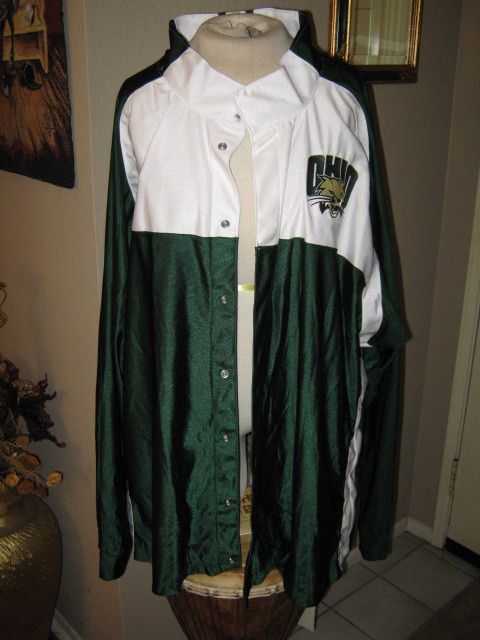 Grn/White Ohio Bobcats Jacket w/ Snaps By ADIDAS Sz 48  