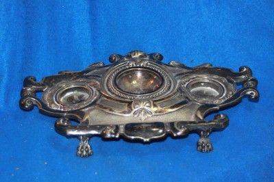 Vintage Jennings Bros Metal Claw Footed Inkwell Base  