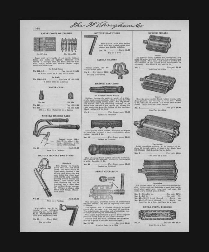 Bicycle Parts, Vintage Catalogue page, original 1935  