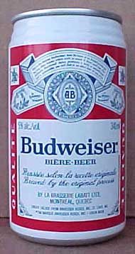 BUDWEISER BIERE BEER 341ml Can 5% alc/vol Quebec CANADA  