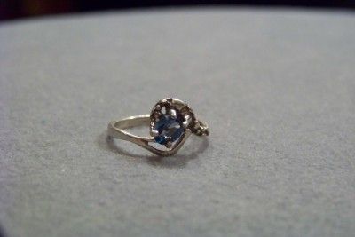 ANTIQUE STERLING SILVER LONDON BLUE TOPAZ BIG RING 7.5  