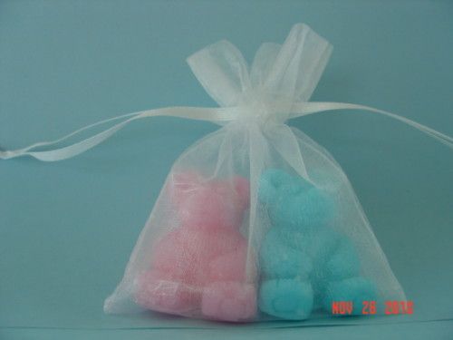 TEDDY BEAR Soap Favor In Organza Bag Baby Shower  