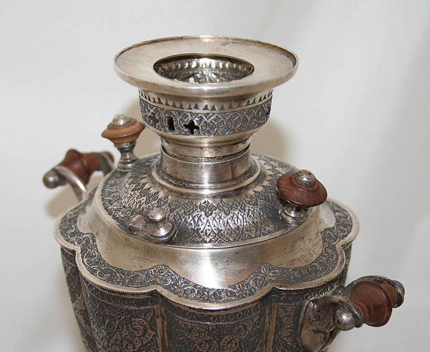 Antique Sterling Silver Samovar Teapot Persia 19c  