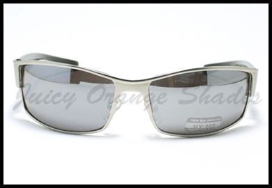   Fashion Sunglasses for Men METAL Frame SILVER BLACK/MIRROR Lens