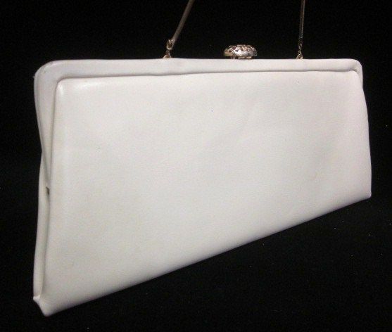 VNTG BOBBIE JEROME Taupe Leather Evening Clutch Handbag  