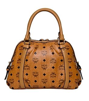 NWT MCM Boston Bag VISETOS Vintage Cognac  