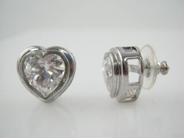 DESIGNER SS Cubic Zirconia Heart Stud Earrings  