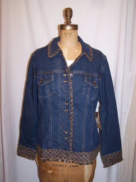 COLDWATER CREEK~NWT~BOUCLE FRINGE JEAN JACKET~18W 2X  