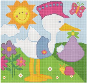 Stork Brings the Baby Birth Cross Stitch Pattern Chart  