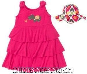 GYMBOREE BATIK SUMMER HIPPO DRESS & HAT 2T,3T  