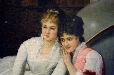   ITALIAN PAINTING VICTORIAN BEAUTIES STUDYING ATTRIB. TO INDUNO  