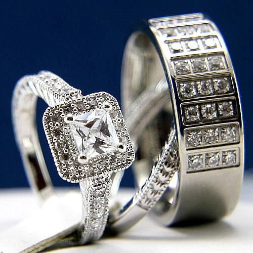   His Hers Engagement Wedding Bridal Band Ring New Men Women Set  