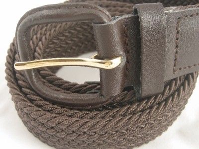 MENS Quality BROWN Braided Elastic Stretch Belt 34 36 M  