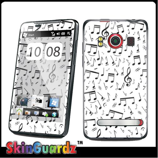 Music Note White Vinyl Case Decal Skin To Cover Your Sprint HTC EVO 4G 