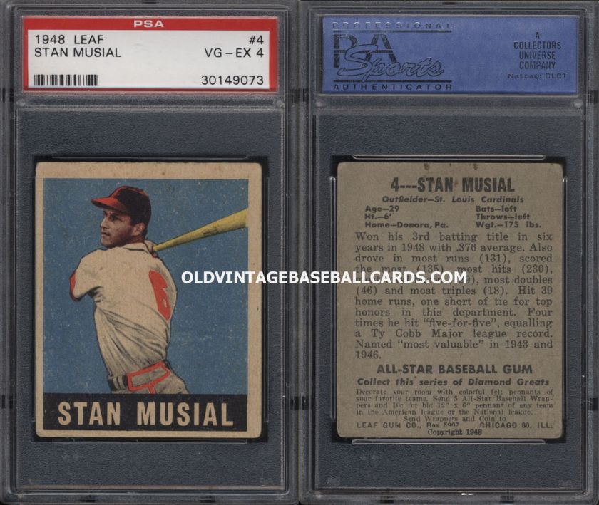 1948 Leaf #4 Stan Musial   Cardinals PSA 4  