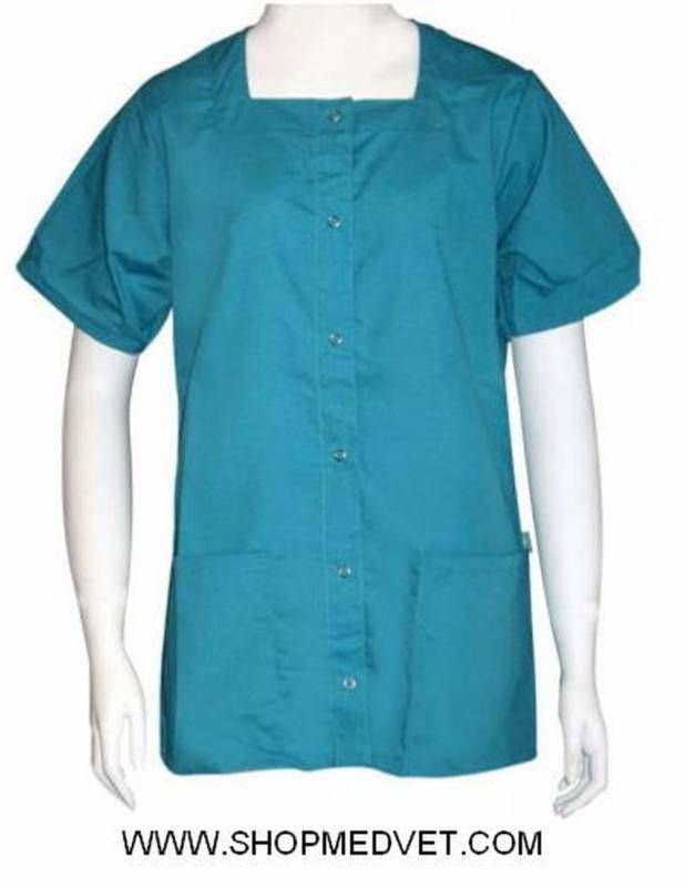 Womans Teal Square Neck Hospital Scrub Tunic 2XL #HX3462 2L2X  