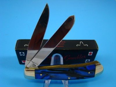 SS Mississippi Gambler Blue Spades Trapper Pocket Knife 40SPADE 