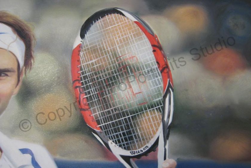 Roger Federer Tennis Original Canvas Art Oil Painting  